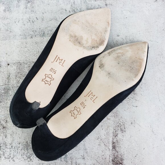 J McLaughlin Delia Suede Kitten Heel Pumps Black Shoes size 8.5 Evening Preppy - Picture 11 of 12